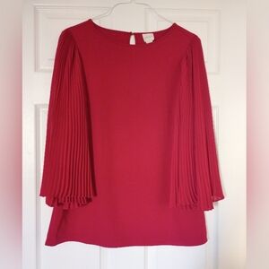 Chico's Vibrant Red Blouse with Pleated Sleeves Size 0